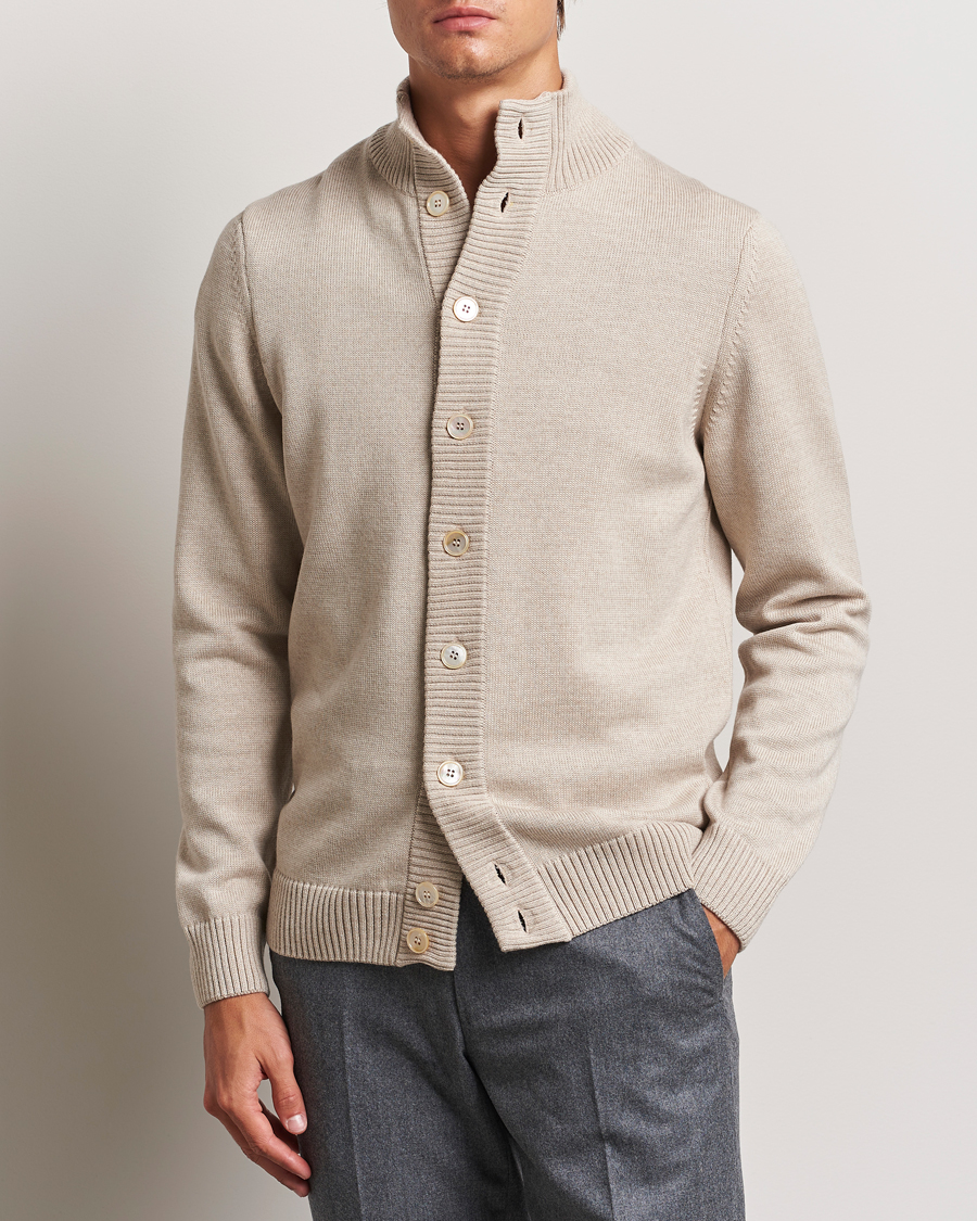 Hombres | Business & Beyond - Formal | Stenströms | Chunky Knitted Merino Cardigan Beige