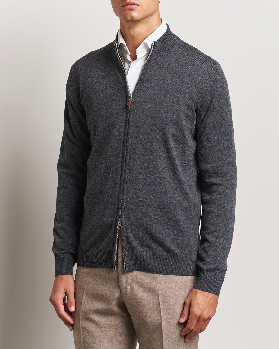 Hombres |  | Stenströms | Merino Full Zip Dark Grey