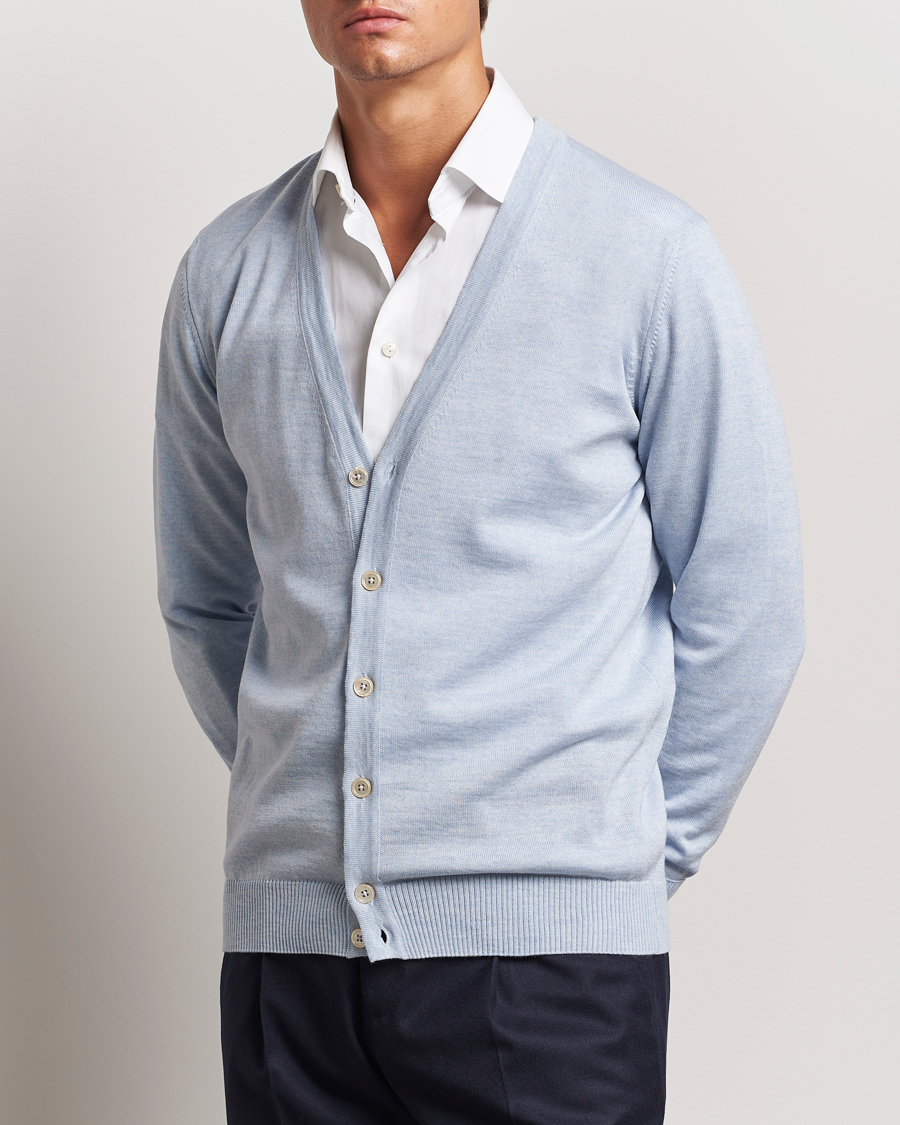 Hombres |  | Stenströms | Merino Cardigan Light Blue