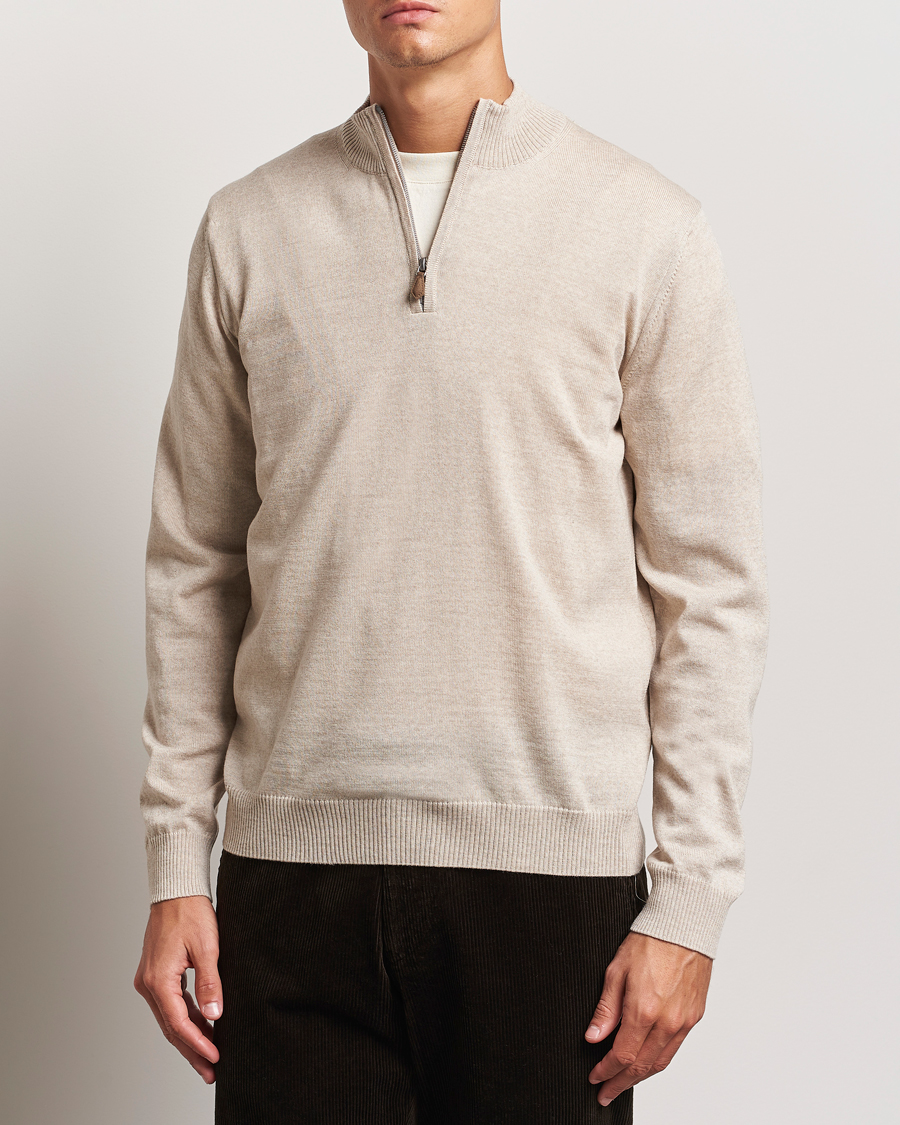 Hombres |  | Stenströms | Merino Half Zip Beige