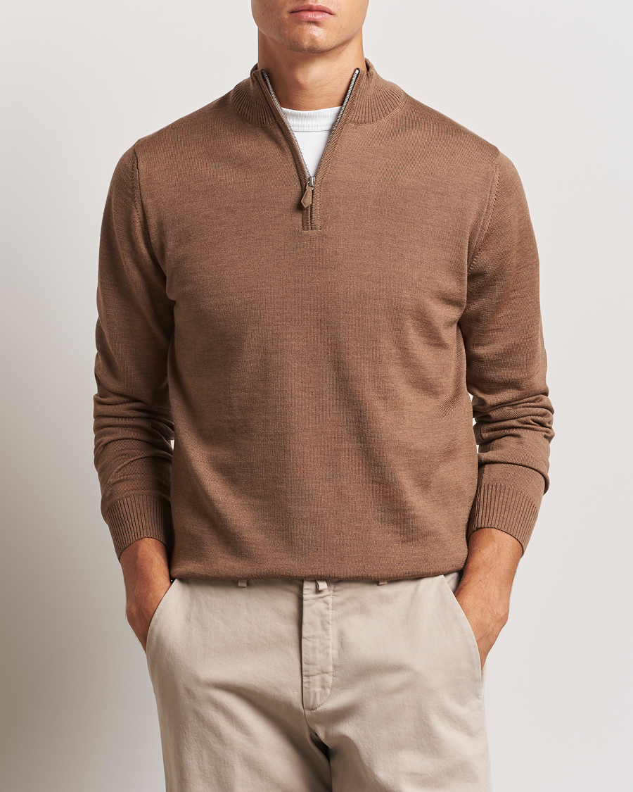 Hombres |  | Stenströms | Merino Half Zip Brown