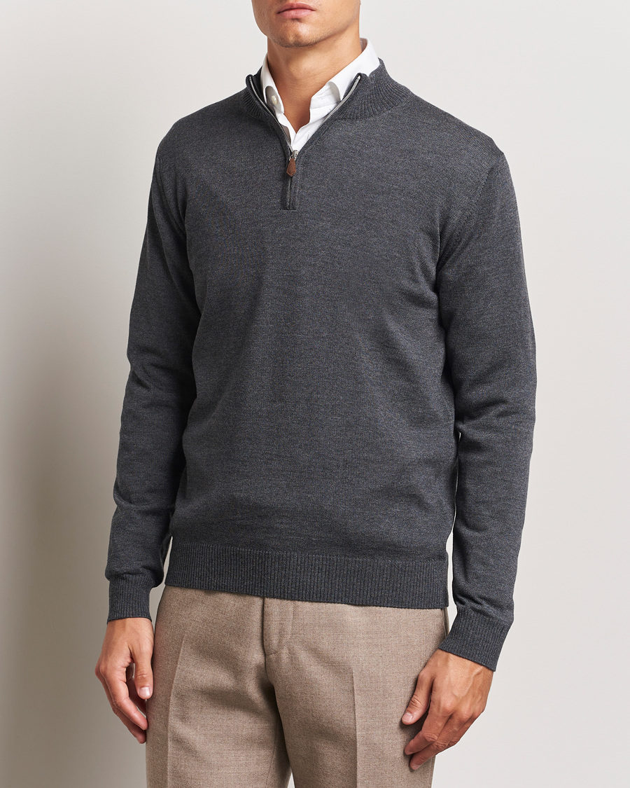 Hombres |  | Stenströms | Merino Half Zip Dark Grey