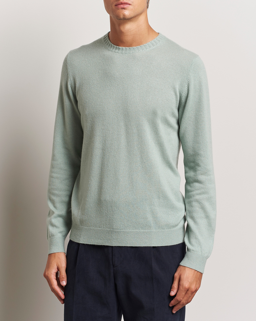 Hombres | Jerséis de cachemira | Stenströms | Cashmere Crewneck Light Green