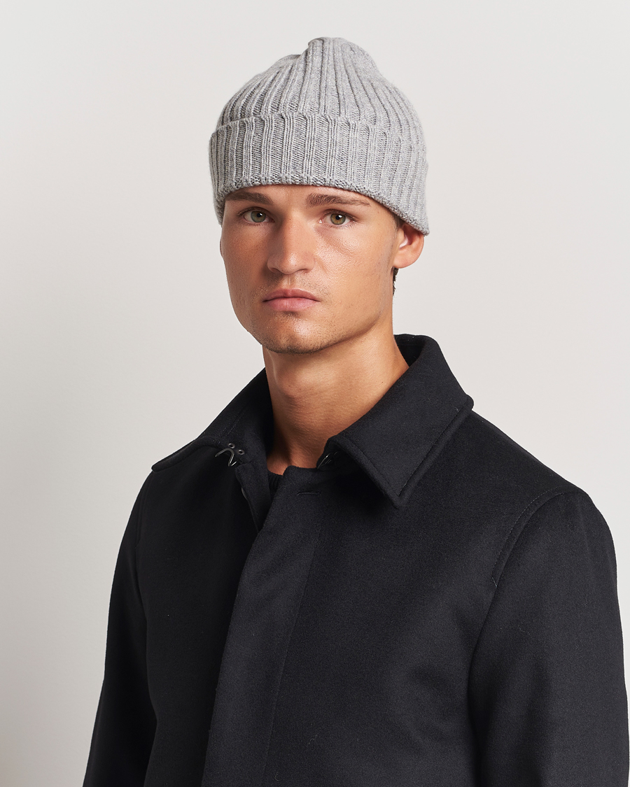 Hombres | Gorros | Stenströms | Ribbed Cotton/Cashmere Hat Grey