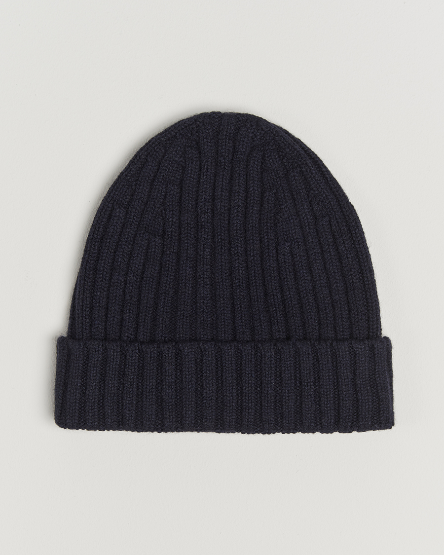 Hombres | Gorros | Stenströms | Ribbed Cotton/Cashmere Hat Grey