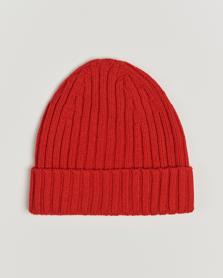 Hombres |  | Stenströms | Ribbed Cotton/Cashmere Hat Red