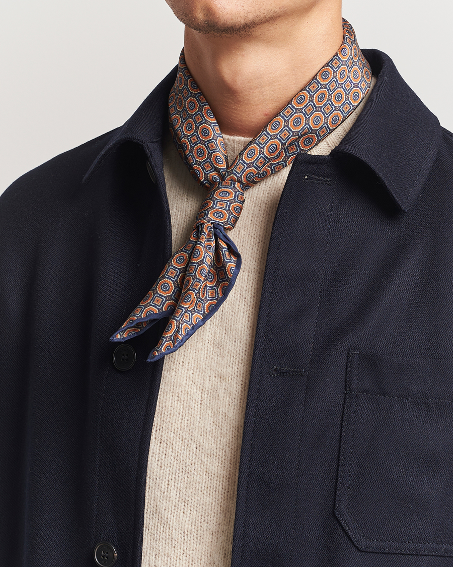 Hombres |  | Stenströms | Silk Printed Scarf Navy