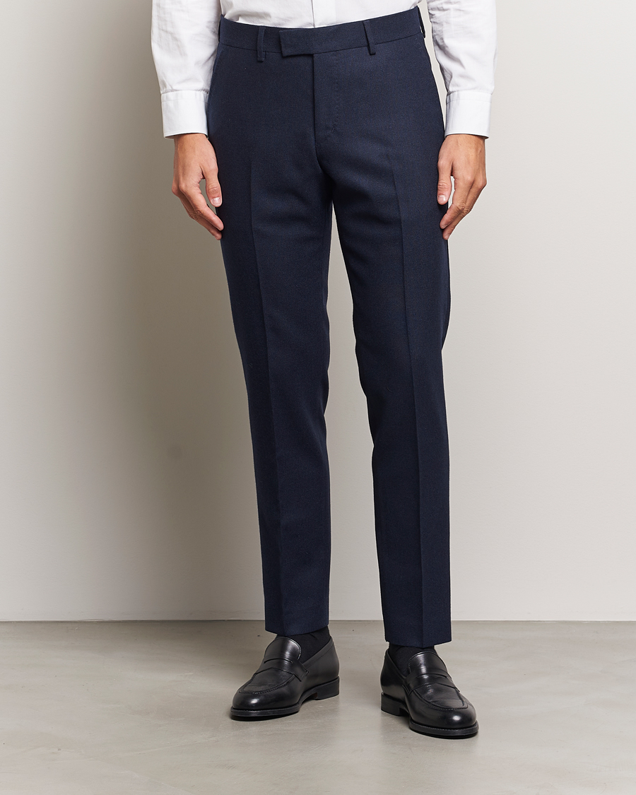 Hombres | Business casual | Tiger of Sweden | Tenuta Brushed Wool Trousers Sea Blue