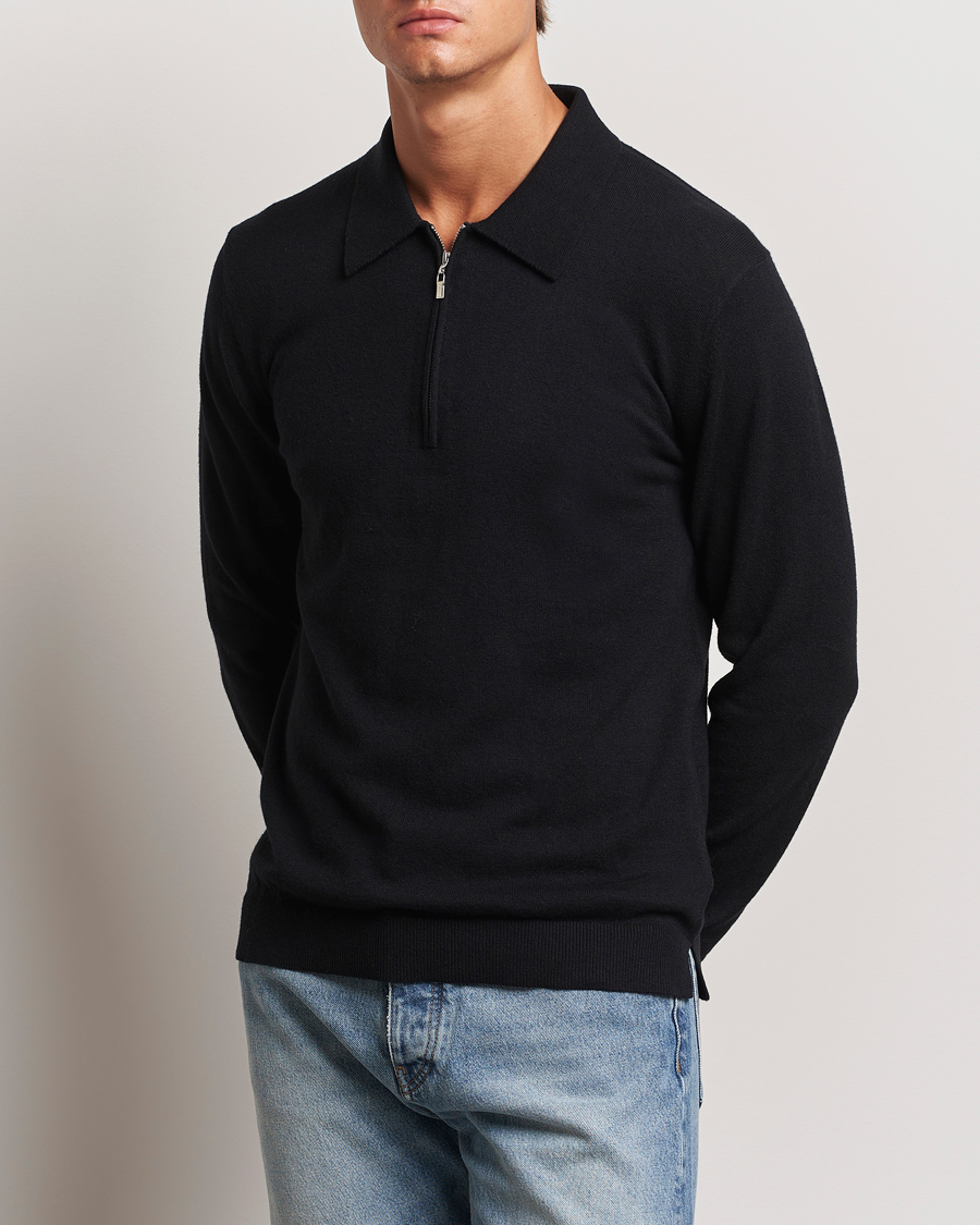 Hombres | Ropa | Tiger of Sweden | Orbit Wool/Cotton Half Zip Black