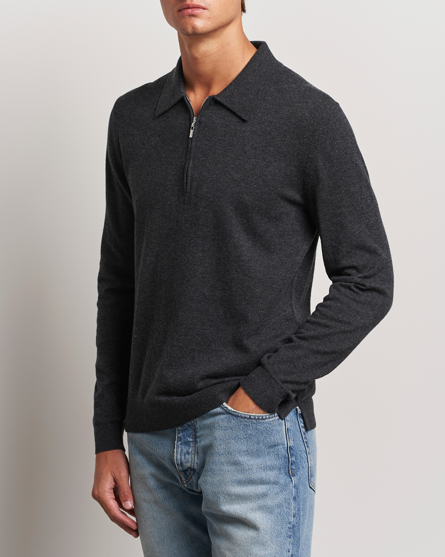 Hombres | Ropa | Tiger of Sweden | Orbit Wool/Cotton Half Zip Charcoal