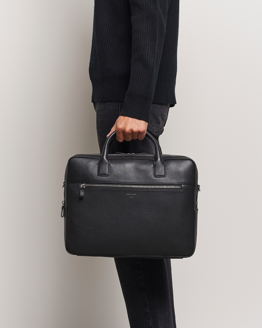 Hombres |  | Tiger of Sweden | Beridare Double Zip Leather Briefcase Black