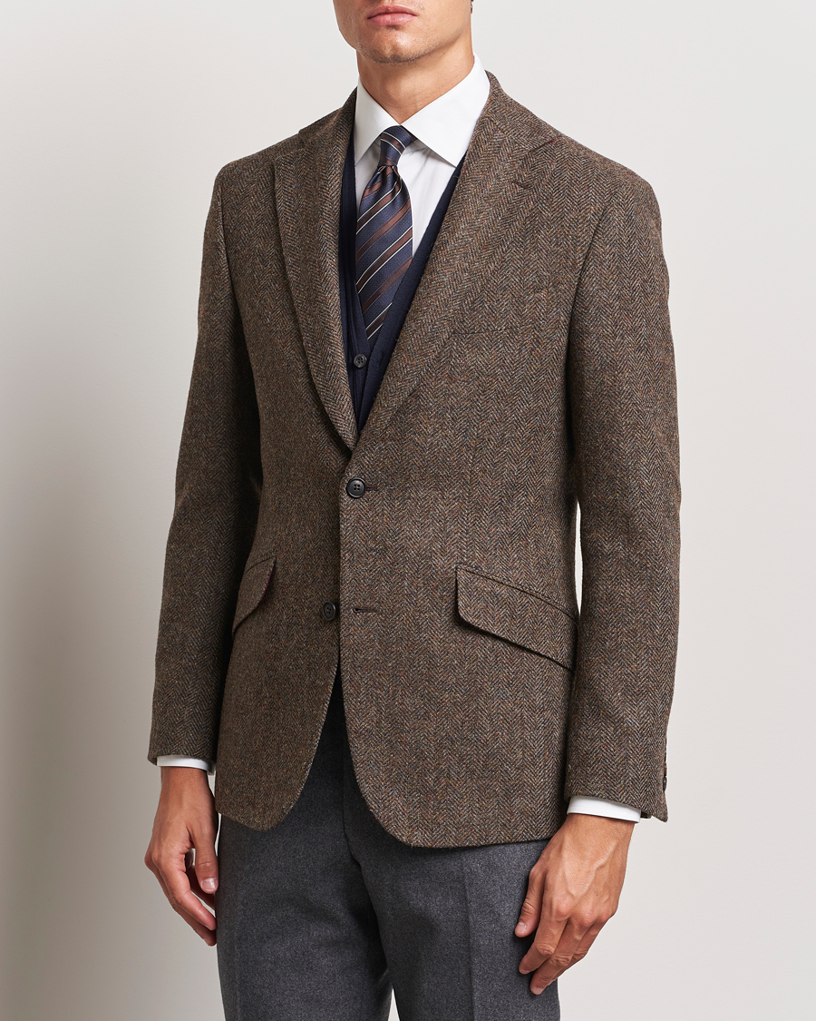 Hombres | Elegante casual | Walker Slater | Edward Lambswool Herringbone Blazer Brown