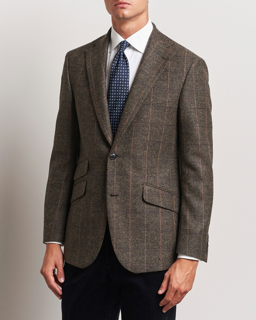 Hombres |  | Walker Slater | Edward Lambswool Windowpane Blazer Brown