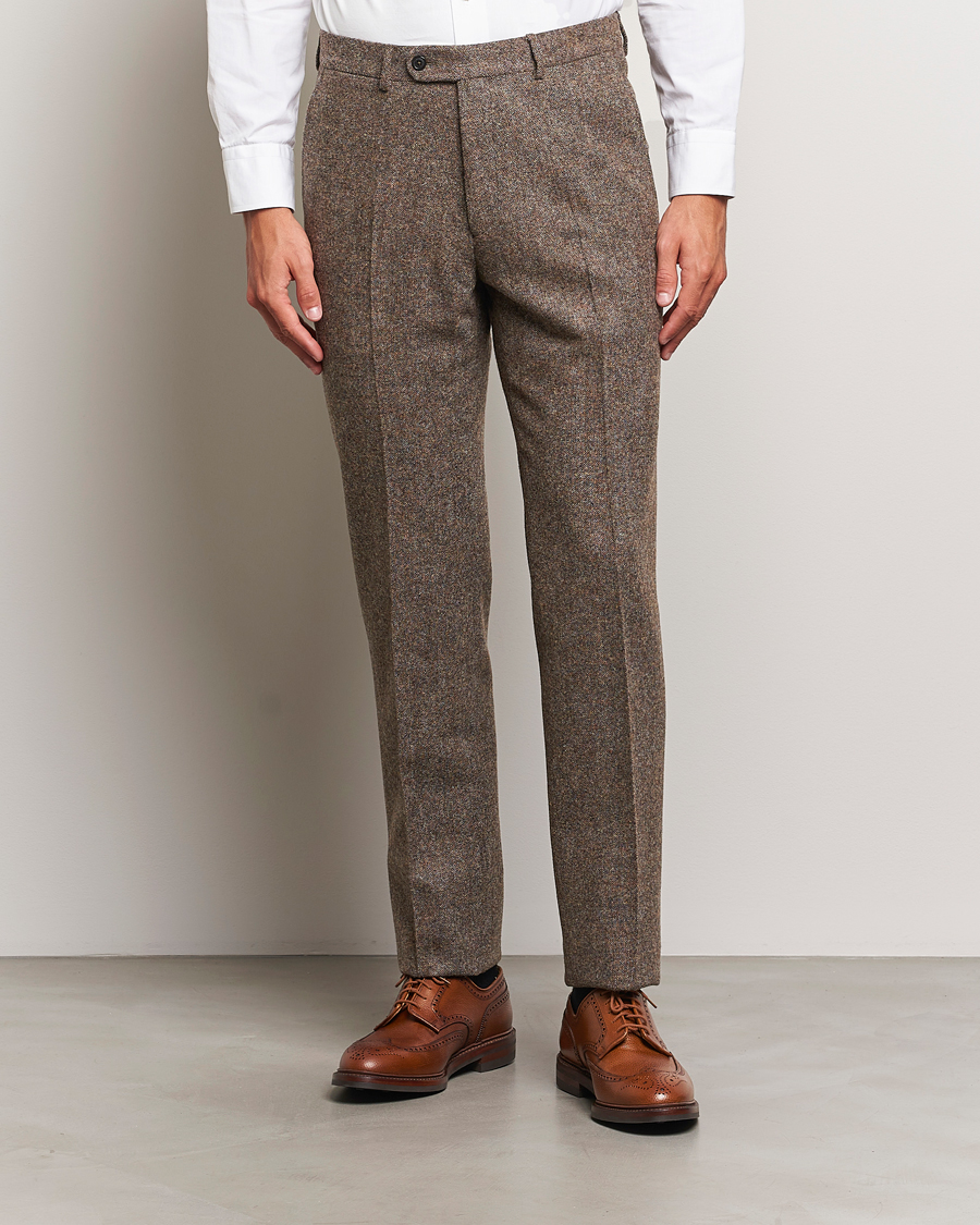 Hombres |  | Walker Slater | Edward Wool Donegal Trousers Brown