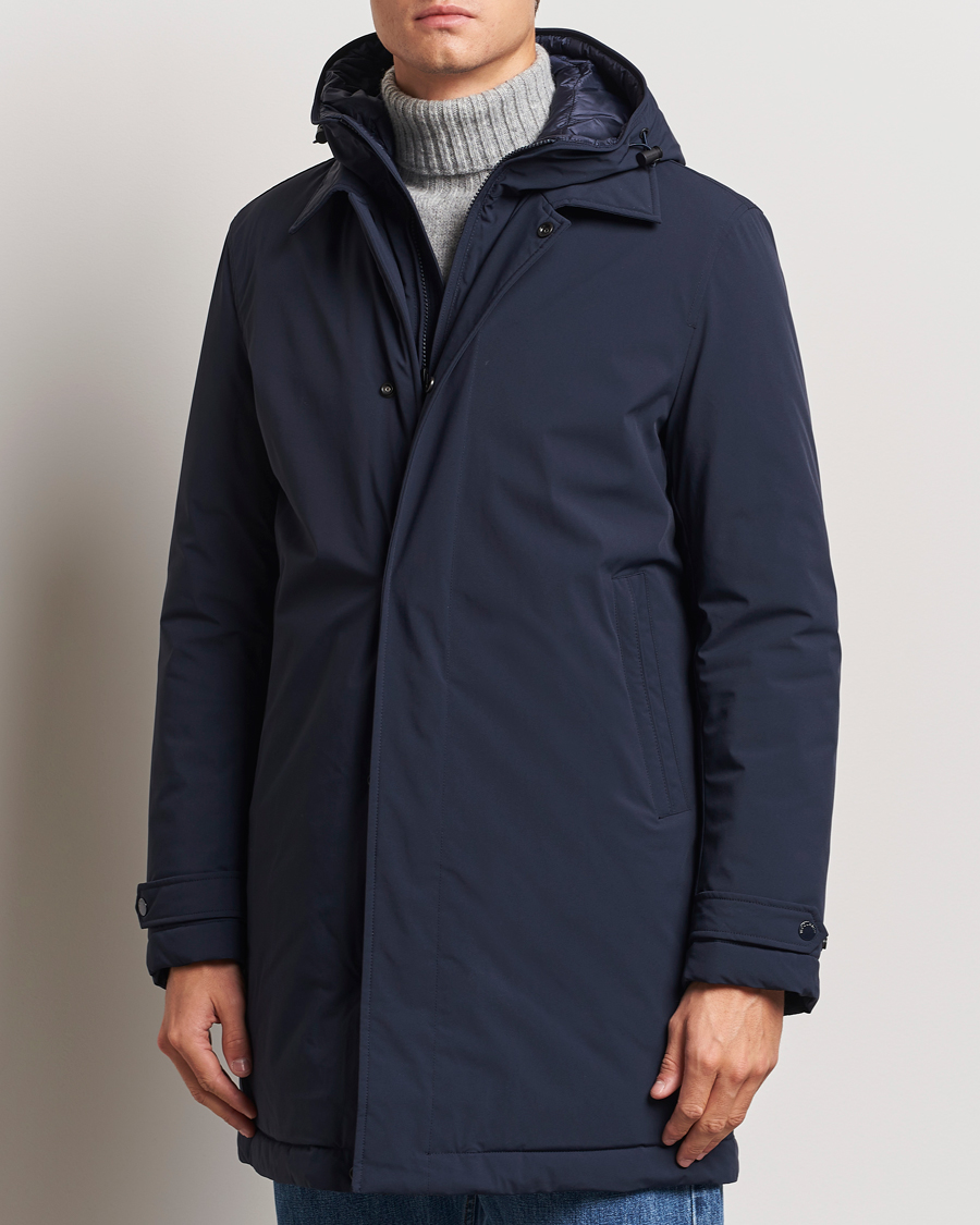 Hombres | Abrigos | Woolrich | Stretch 2 in 1 Padded Waterproof Carcoat Melton Blue