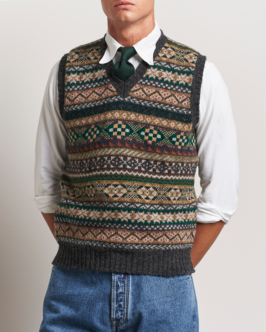 Hombres |  | Drake\'s | Fairisle Wool Vest Purple Multi