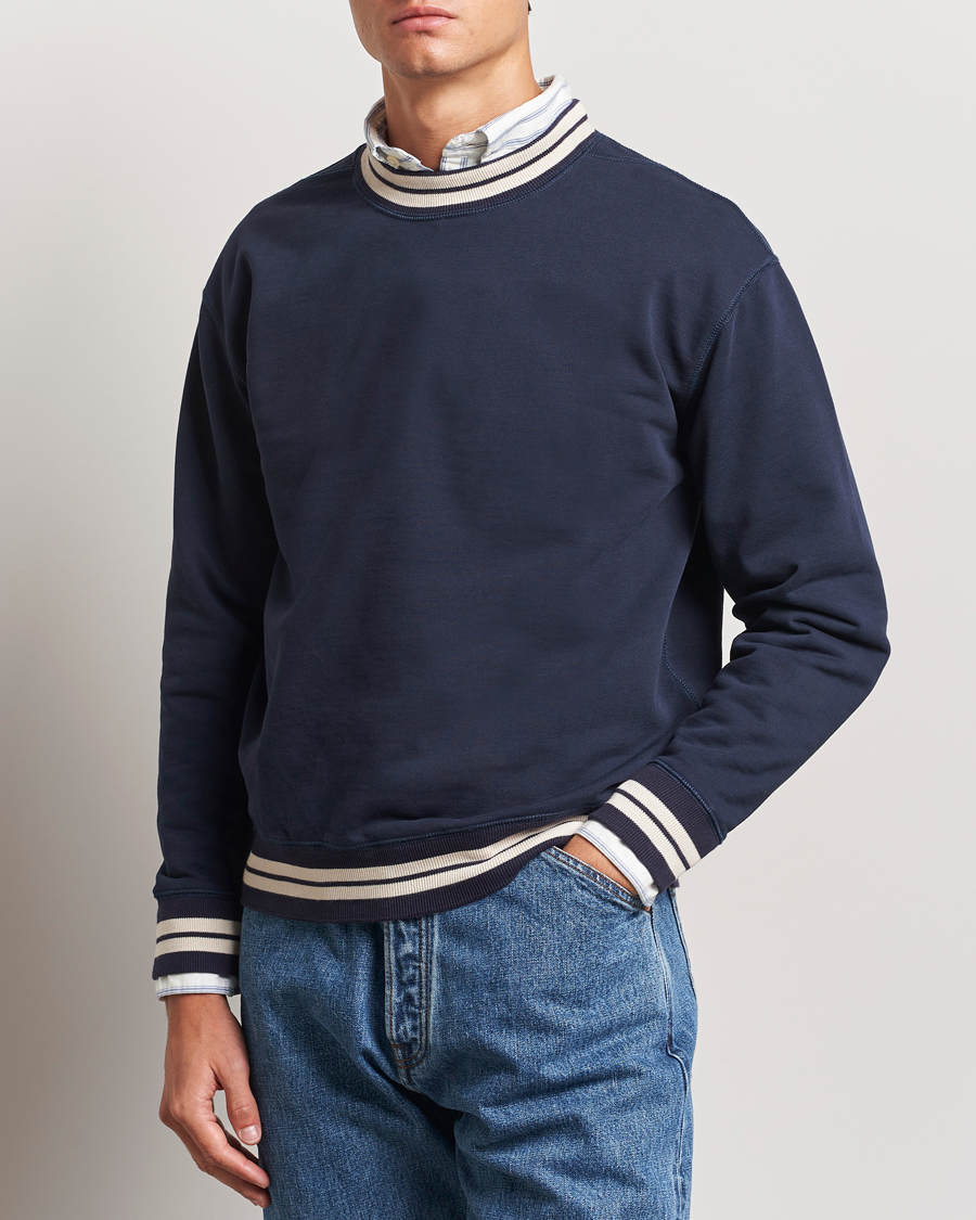 Hombres |  | Drake\'s | Striped Rib Sweatshirt Navy