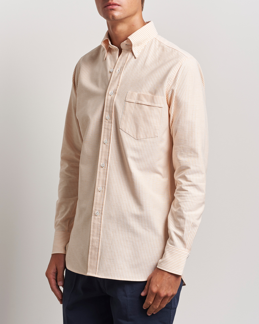 Hombres |  | Drake\'s | Striped Button Down Oxford Shirt Orange