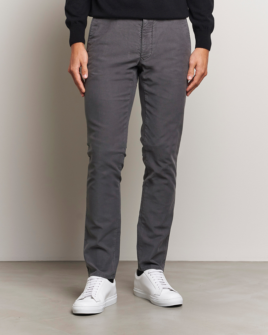 Hombres |  | Incotex | Slim Fit Garment Dyed Slacks Dark Grey