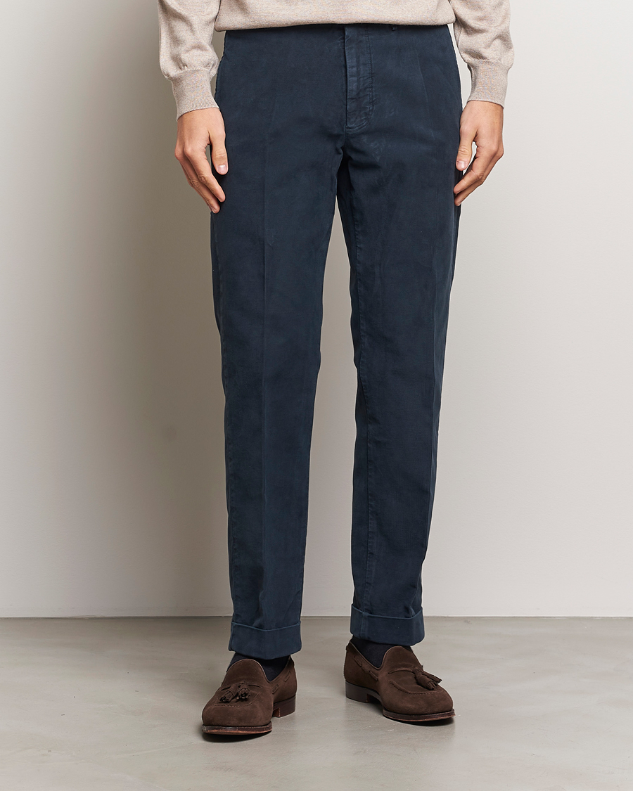 Hombres |  | Incotex | Regular Fit Moleskin Slacks Navy