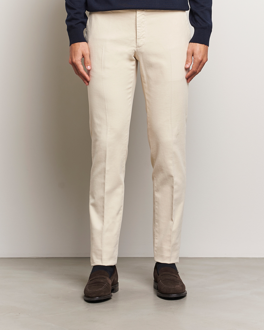 Hombres |  | Incotex | Slim Fit Luxury Moleskine Trousers Off White