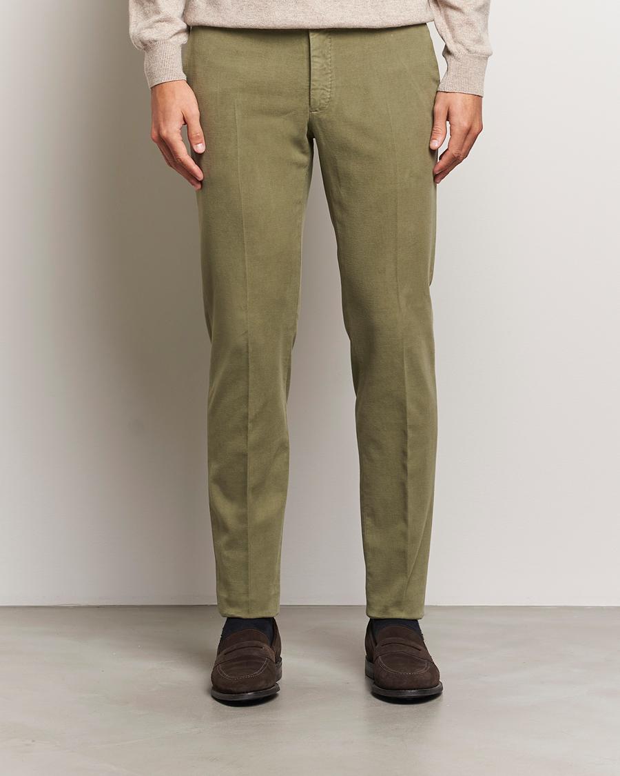 Hombres |  | Incotex | Slim Fit Luxury Moleskine Trousers Sage