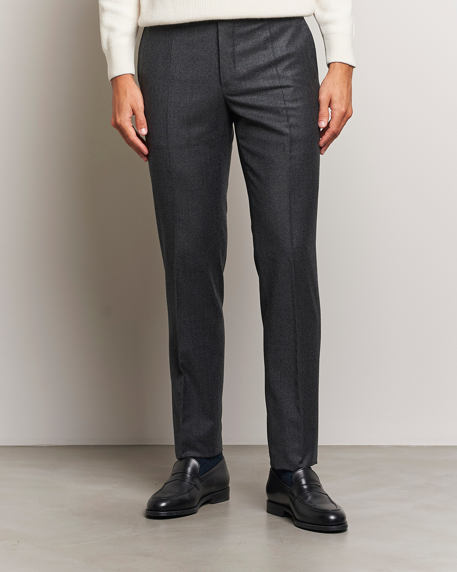 Hombres |  | Incotex | Slim Fit Houndstooth Flannel Trousers Light Grey