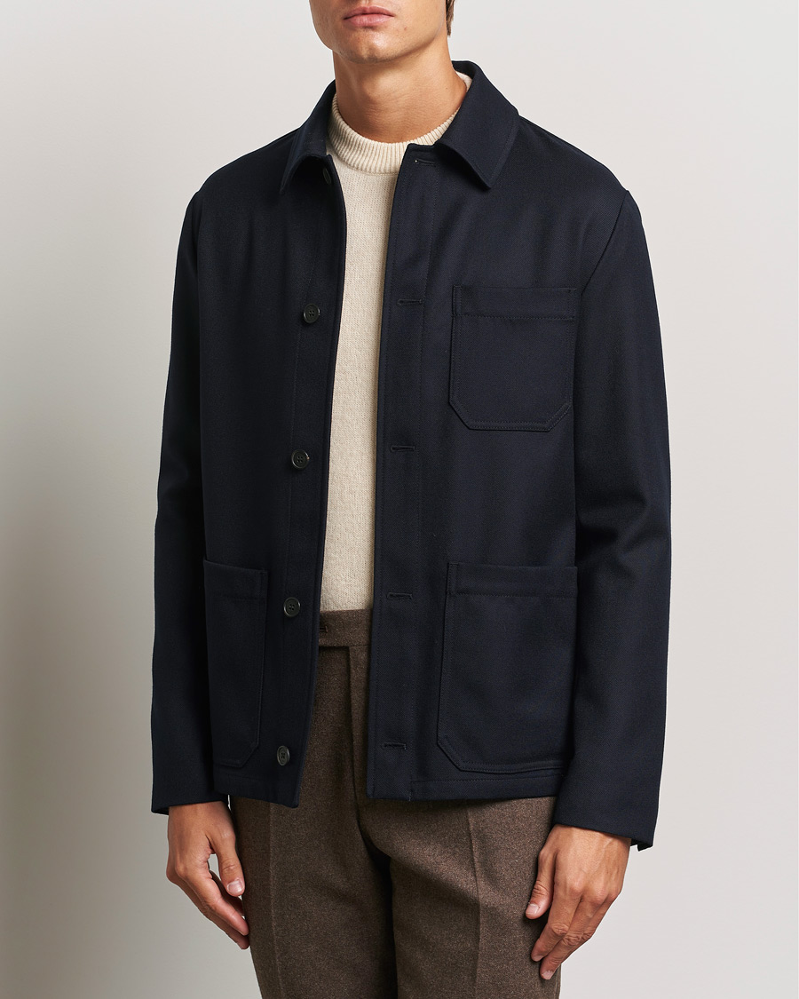 Hombres |  | Incotex | Wool Cover Shirt Jacket Navy