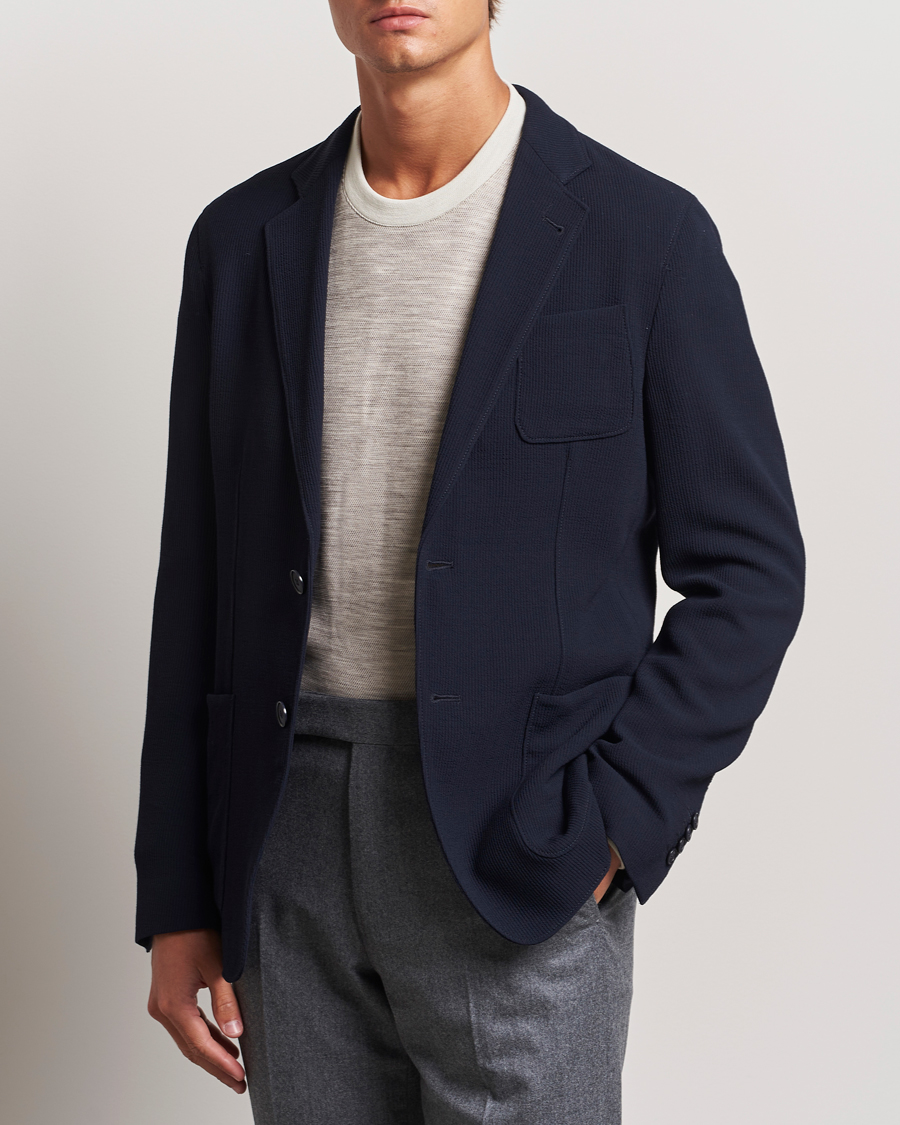 Hombres |  | Giorgio Armani | Stretch Wool Blazer Navy