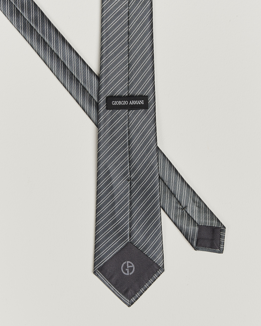 Hombres |  | Giorgio Armani | Striped Silk Tie Steel Grey