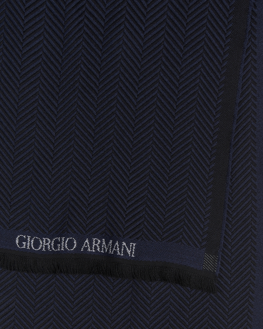 Hombres |  | Giorgio Armani | Wool Chevron Scarf Navy