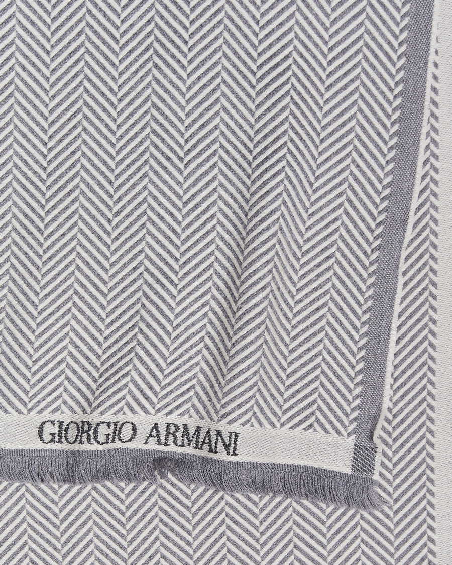 Hombres |  | Giorgio Armani | Wool Chevron Scarf Light Grey