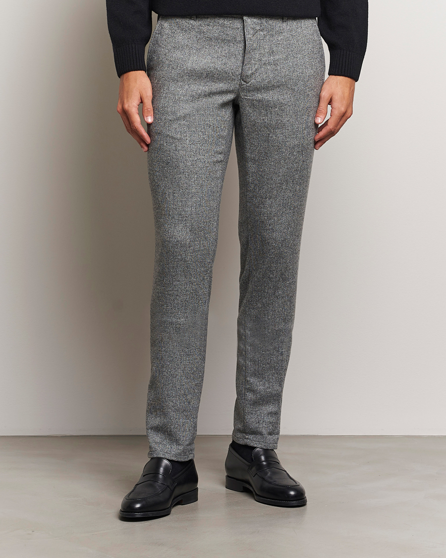 Hombres |  | Incotex | Slim Fit Washed Wool Stretch Slacks Light Grey