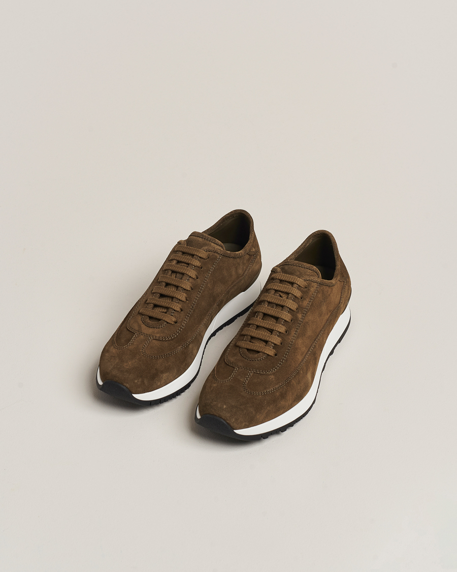 Hombres |  | John Lobb | Foundry Running Sneakers Olive Suede