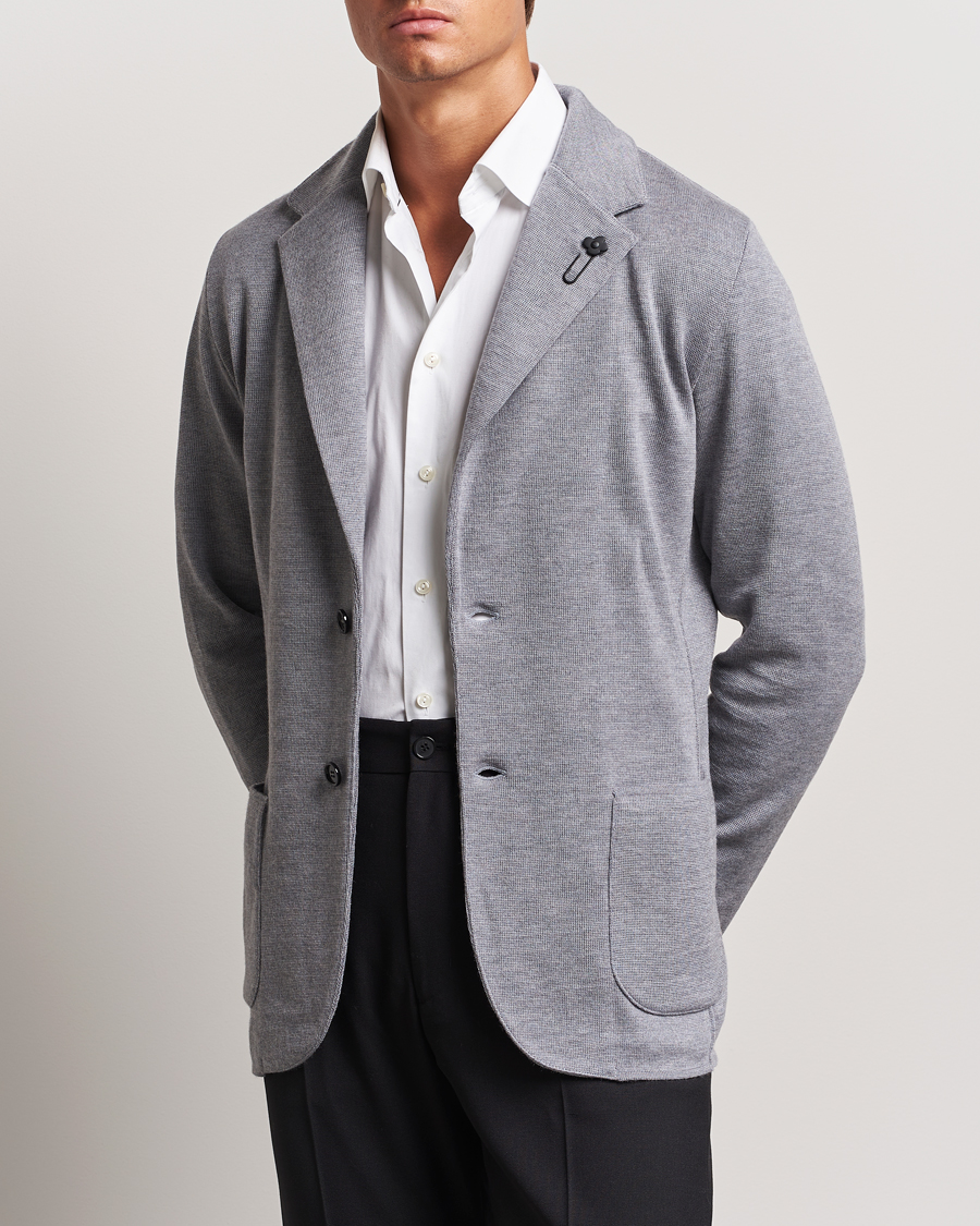 Hombres | Novedades | Lardini | Knitted Wool Blazer Grey