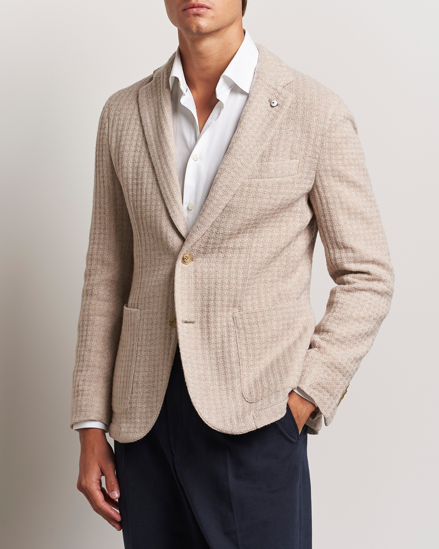 Hombres | Blazers de punto | L.B.M. 1911 | Knitted Punto Wool Structure Blazer Camel