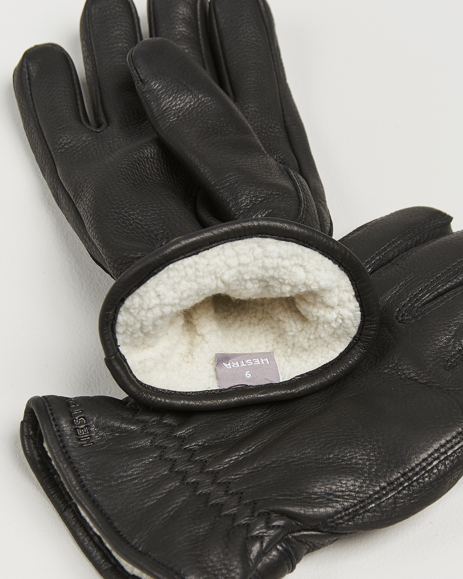 Hombres |  | Hestra | Burensvik Deerskin Wool Pile Glove Black