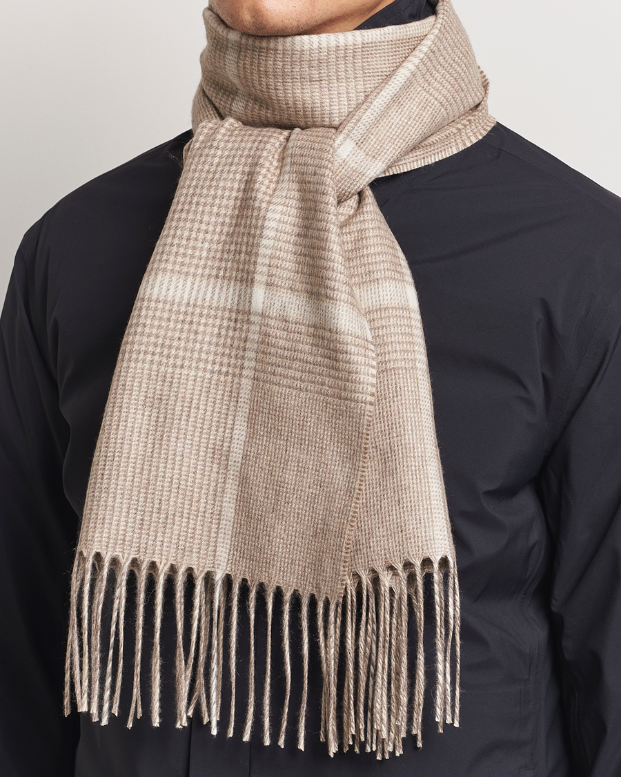 Hombres |  | Piacenza Cashmere | Cashmere/Silk Overcheck Scarf Beige