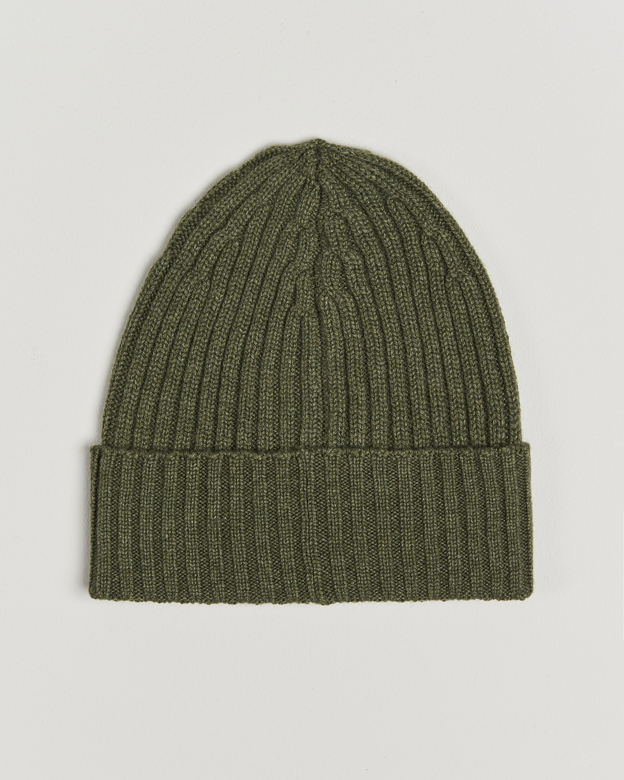 Hombres |  | Piacenza Cashmere | Ribbed Cashmere Beanie Olive