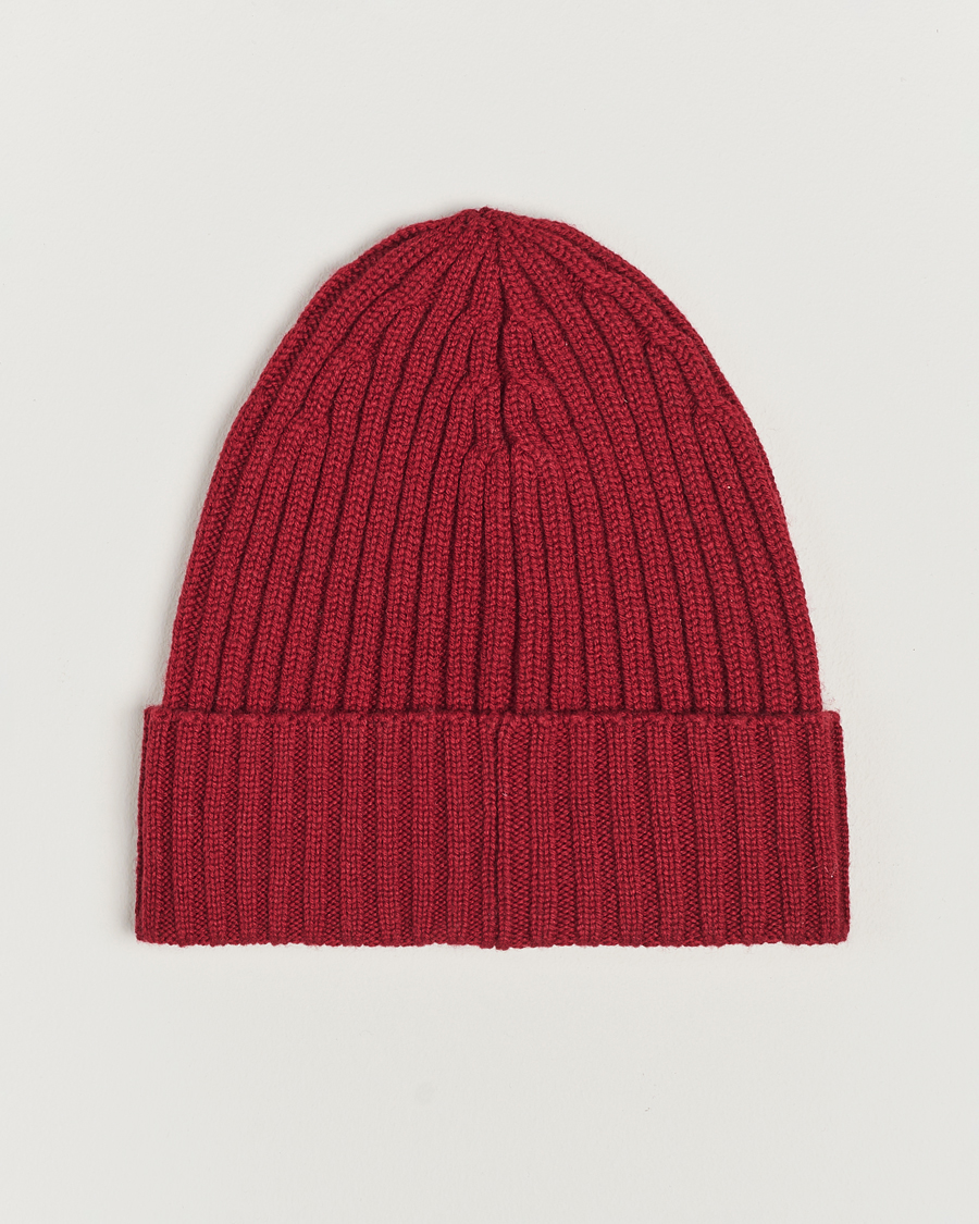 Hombres |  | Piacenza Cashmere | Ribbed Cashmere Beanie Burgundy