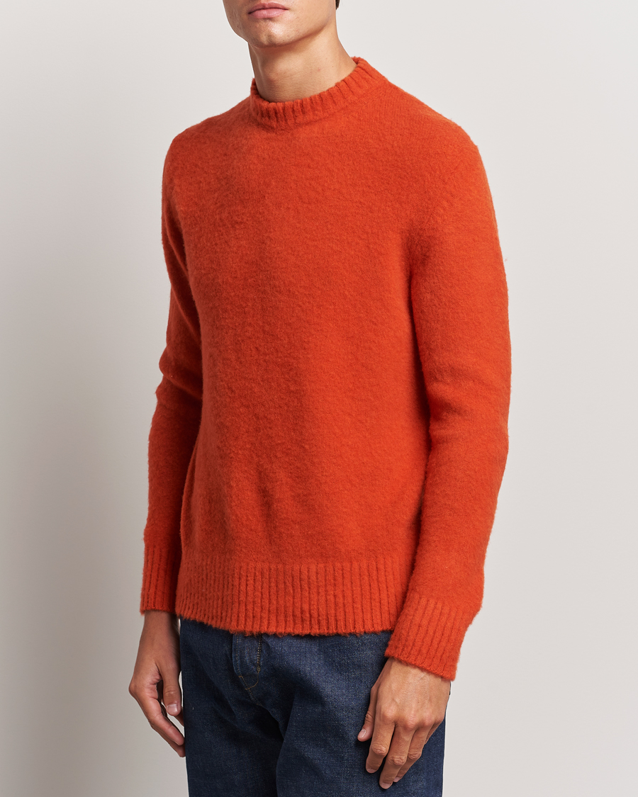 Hombres |  | Piacenza Cashmere | Brushed Wool Crew Neck Orange