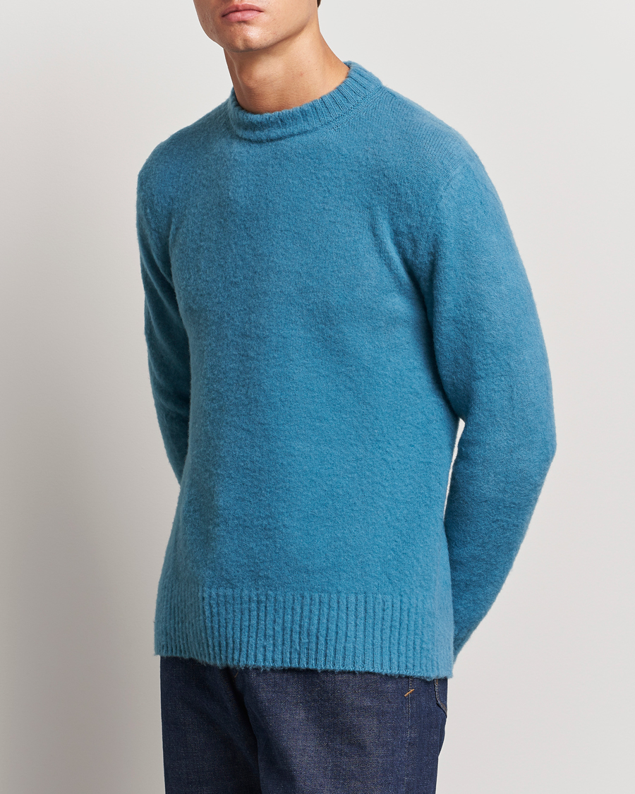 Hombres |  | Piacenza Cashmere | Brushed Wool Crew Neck Sky Blue