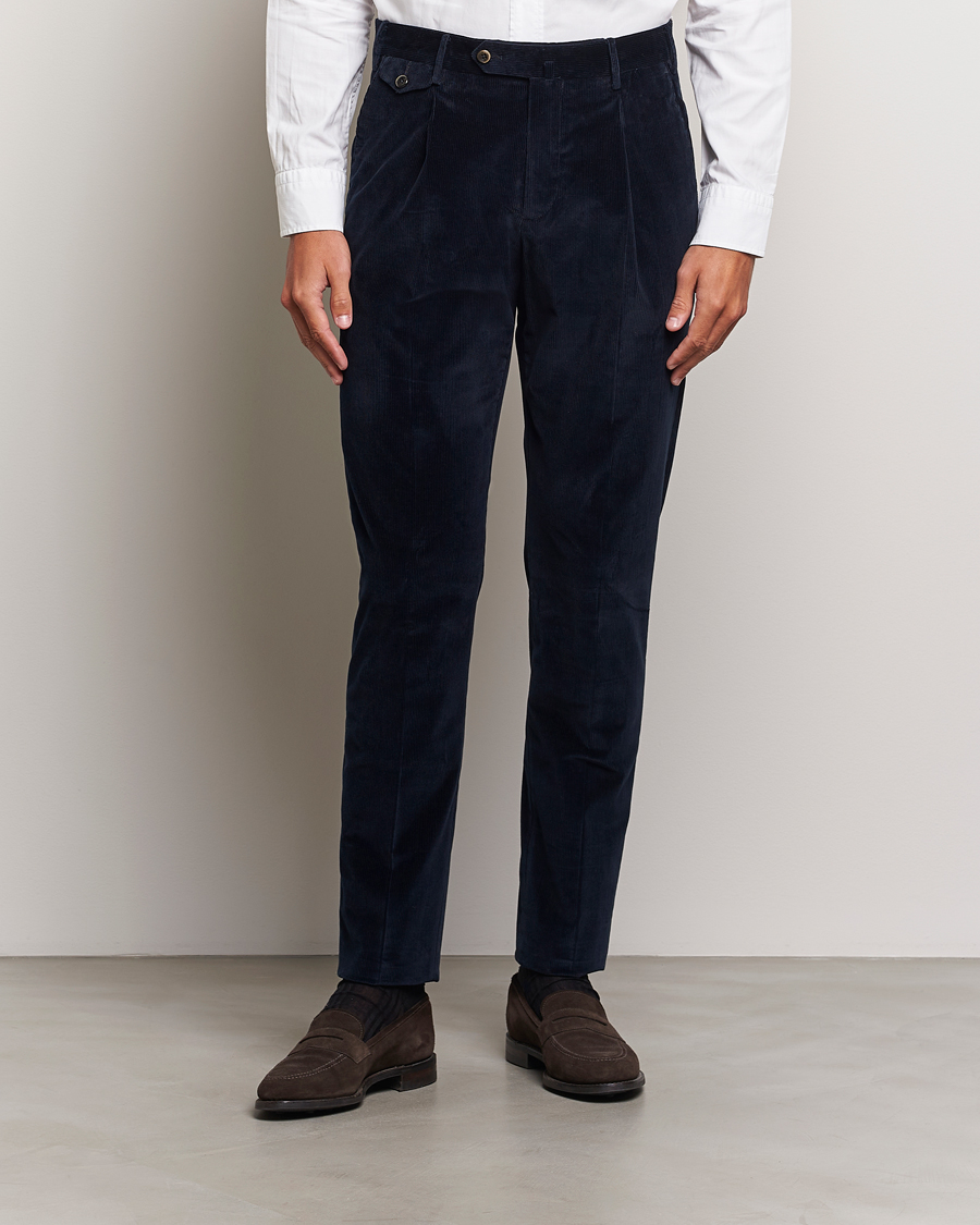 Hombres |  | PT01 | Slim Fit Corduroy Trousers Navy