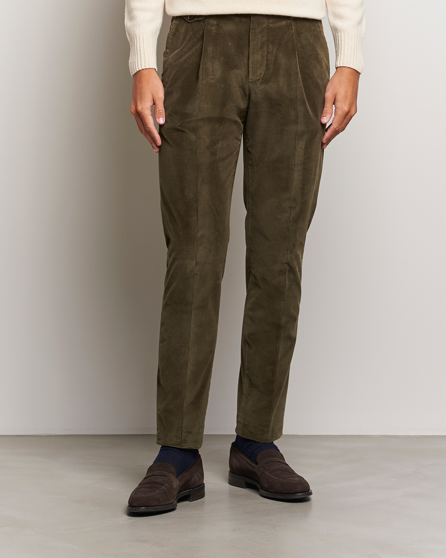 Hombres | Novedades | PT01 | Slim Fit Corduroy Trousers Dark Green