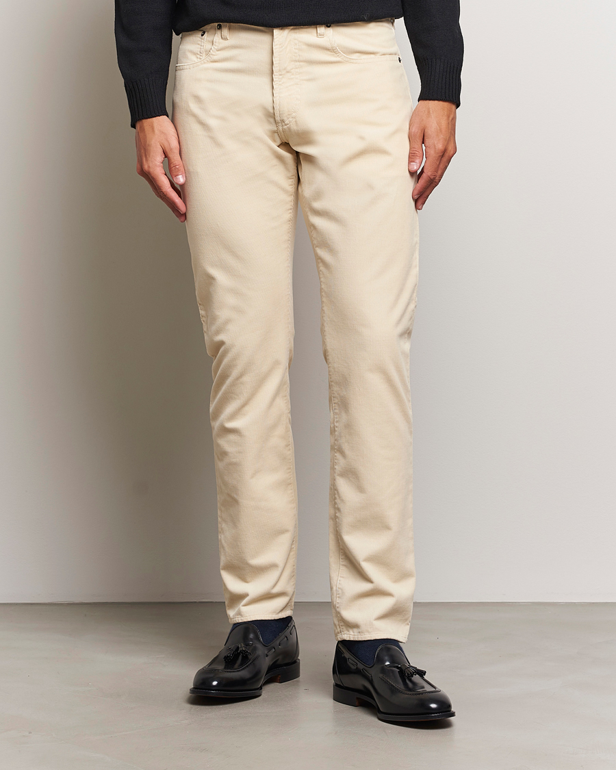 Hombres |  | Ralph Lauren Purple Label | Slim Fit 5-Pocket Corduroy Pants Cream
