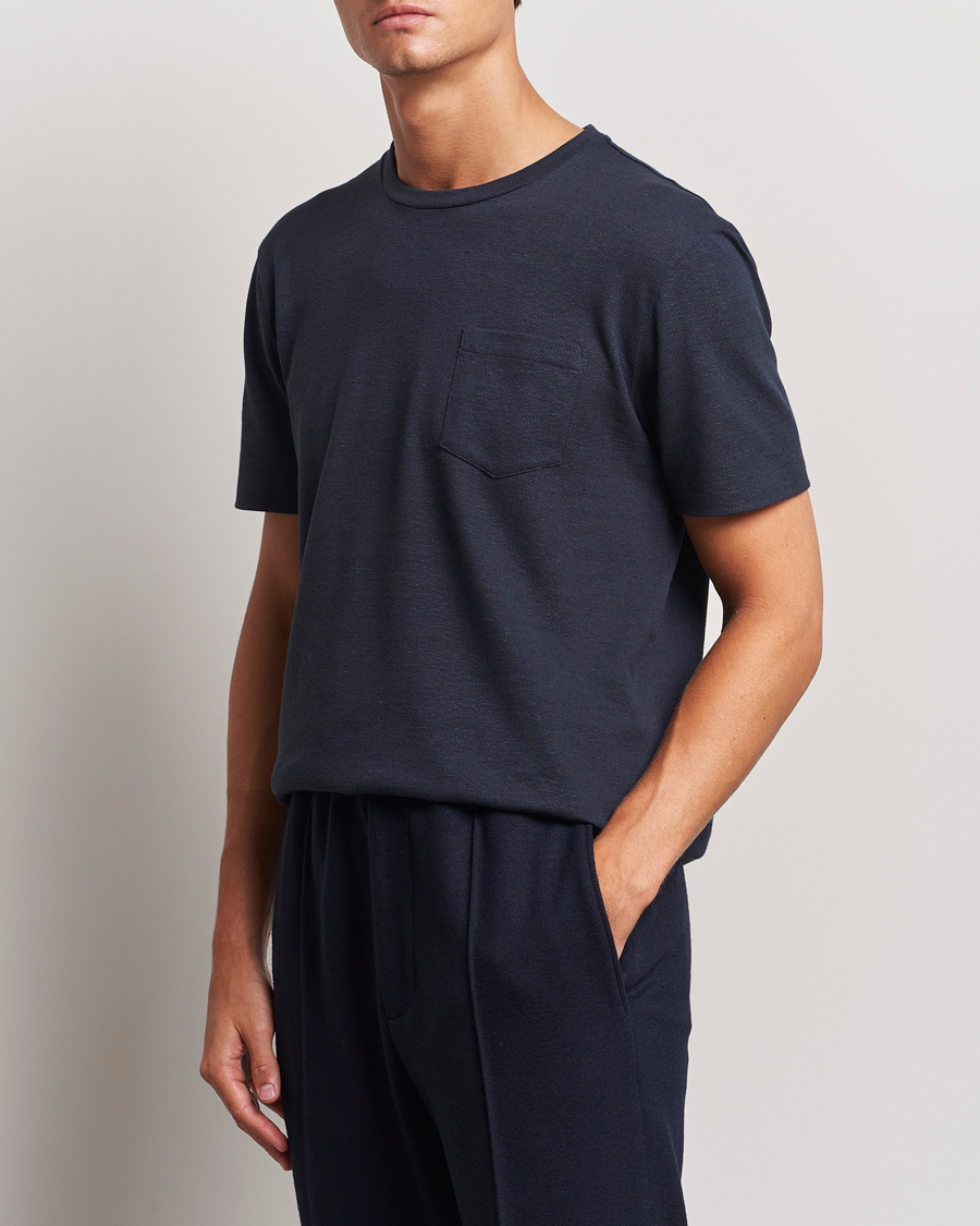 Hombres |  | Ralph Lauren Purple Label | Knitted Pocket T-Shirt Navy