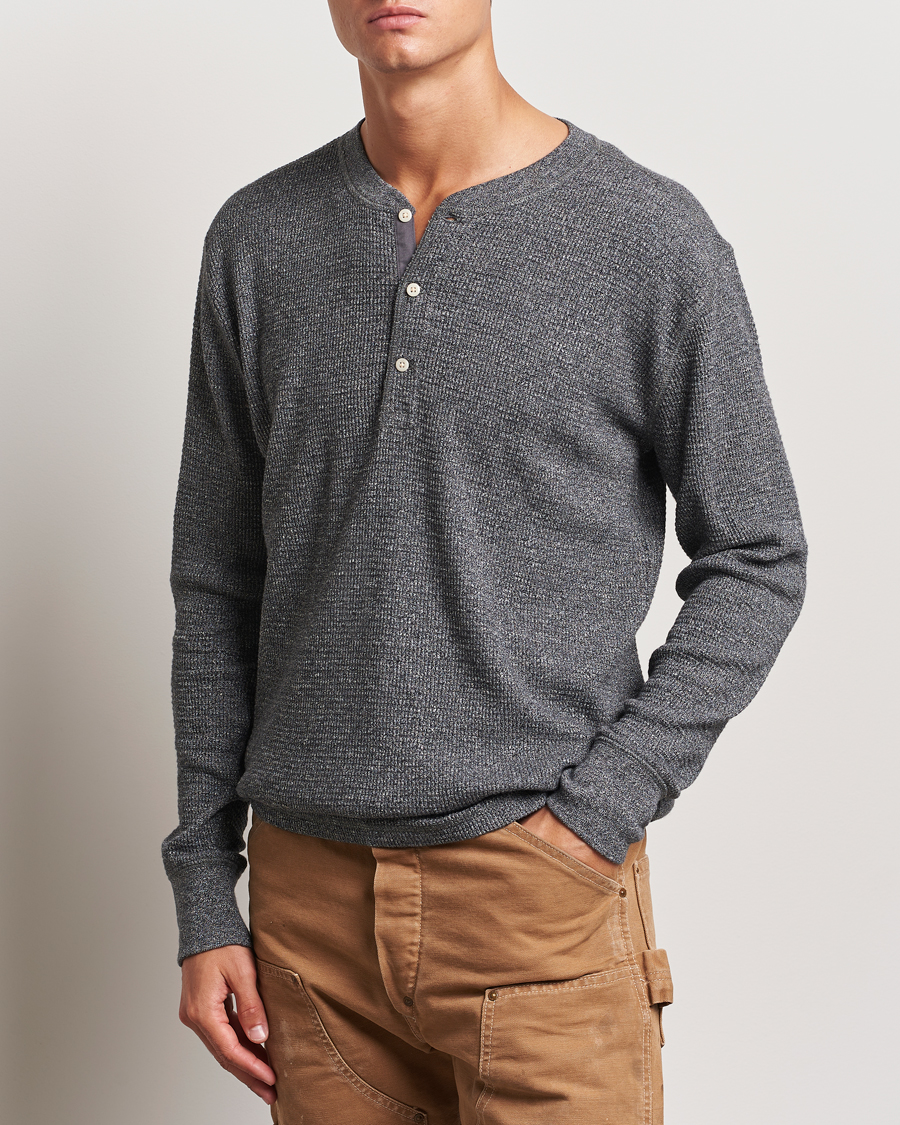 Hombres |  | RRL | Long Sleeve Henley Charcoal Heather