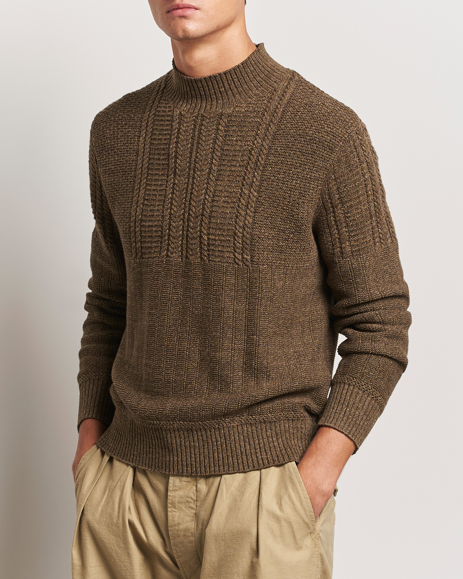 Hombres |  | RRL | Mock Neck Pullover Olive Heather