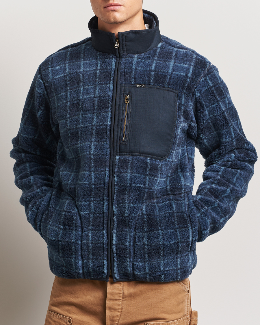 Hombres |  | RRL | Gabe Fleece Full Zip Navy Plaid