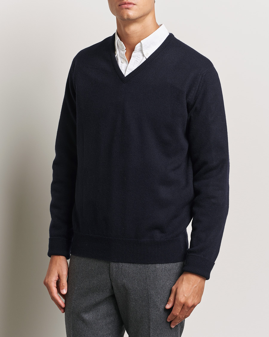 Hombres | William Lockie | William Lockie | Rob Lambswool V-Neck Navy